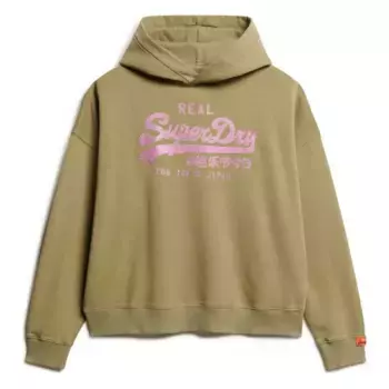 Худи Superdry Vl Rhinestone Relaxed, зеленый