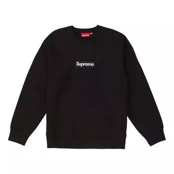 Худи Supreme FW18 Box Logo Crewneck Black Round Neck Pullover Fleece Lined Unisex, черный