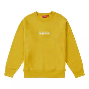 Худи Supreme FW18 Box Logo Crewneck Mustard Classic Round Neck Pullover Unisex Yellow, желтый