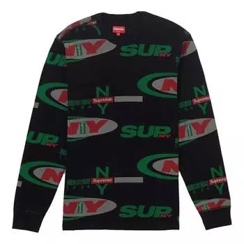 Худи Supreme FW18 NY Waffle Thermal Black Round Neck Unisex, черный