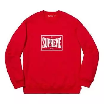 Худи Supreme SS19 Warm Up Crewneck Red Chest logo Pullover Unisex, красный