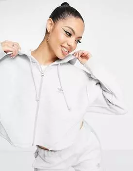 Худи светло-серого цвета на молнии adidas Originals Luxe Lounge
