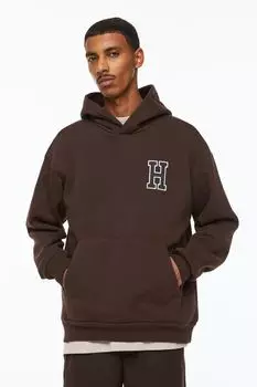 Худи свободного кроя H&amp;M, темно-коричневый/ч