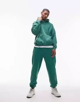 Худи Topman Oversize With A Vintage Wash Effect, зеленый