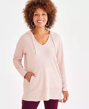 Худи-туника Petite вафельной вязки Style & Co, розовый