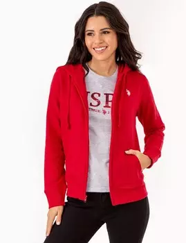Худи U.S. Polo Assn. Fleece Full Zip Logo, красный
