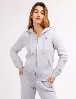 Худи U.S. Polo Assn. Fleece Full Zip Logo, серый