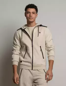 Худи U.S. Polo Assn Solid White Label Bonded Interlock Zip Hoodie, бежевый