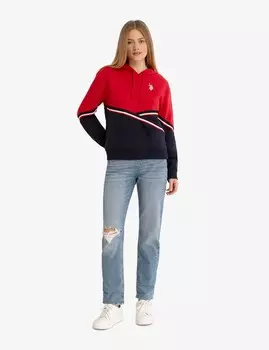 Худи U.S. Polo Assn. Two Tone Signature Stripe Tape, красный