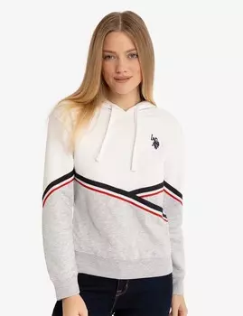 Худи U.S. Polo Assn. Two Tone Signature Stripe Tape, белый/серый