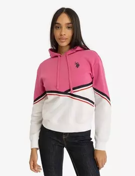 Худи U.S. Polo Assn. Two Tone Signature Stripe Tape, розовый/белый