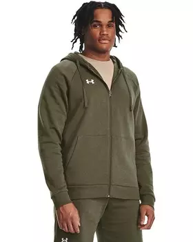 Худи Under Armour Rival Fleece Full Zip, цвет Marine OD Green/White