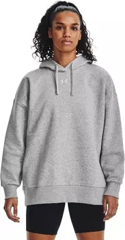 Худи Under Armour Rival Fleece Oversized Hoodie, цвет Mod Gray Light Heather/White