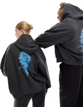 Худи унисекс на молнии Weekday с размытым цветочным графическим принтом кремового цвета, эксклюзивно для ASOS — часть набора