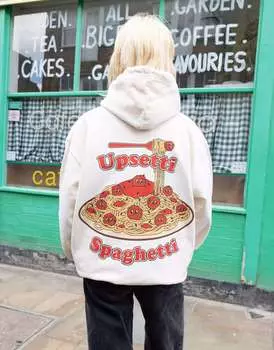 Худи унисекс с рисунком спагетти Batch1 ванильного цвета