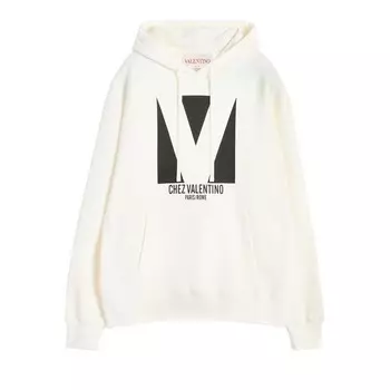 Худи Valentino Chez Valentino Drawstring Hoodie White, белый