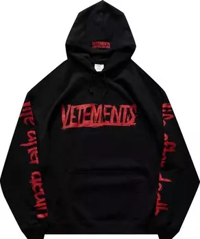 Худи Vetements World Tour Logo Hoodie 'Black/Red', черный