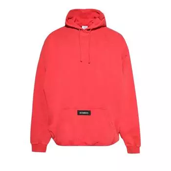 Худи Vetements Woven Label Logo Hoodie Red, красный