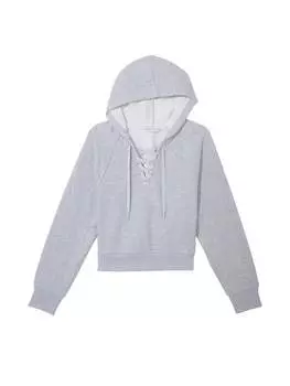 Худи Victoria's Secret Cotton Fleece Lace-Up, серый