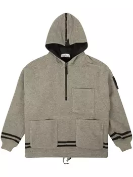 Худи в полоску Stone Island, серый