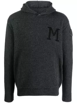 Худи вязки интарсия Moncler, серый