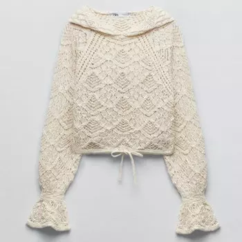 Худи Zara Pointelle Knit, кремовый