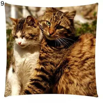 Художественный красивый кошачий принт, хлопковый льняной чехол для подушки, подушка для автомобильного сиденья, чехол для дивана, Декор-9 # Stuttg