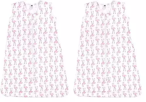 Hudson Baby, унисекс, детский хлопковый спальный мешок без рукавов, мешок, одеяло, фламинго, 12–18 месяцев (2 шт. в упаковке), Flamingo