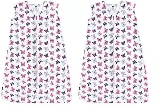 Hudson Baby, унисекс, детский хлопковый спальный мешок без рукавов, мешок, одеяло, бабочки, 18–24 месяца (2 шт. в упаковке), Butterflies