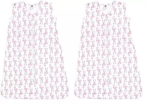 Hudson Baby, унисекс, детский хлопковый спальный мешок без рукавов, мешок, одеяло, фламинго, 18–24 месяца (2 шт. в упаковке), Flamingo