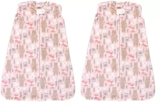 Hudson Baby унисекс детский плюшевый спальный мешок, мешок, одеяло, лес для девочек, 18–24 месяца (2 шт. в упаковке), Girl Forest