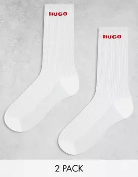 HUGO Bodywear – Комплект из 2 пар белых вязаных носков с люрексом