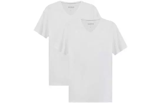 HUGO BOSS Мужская футболка, Набор из 2 шт. (Белый + Белый)