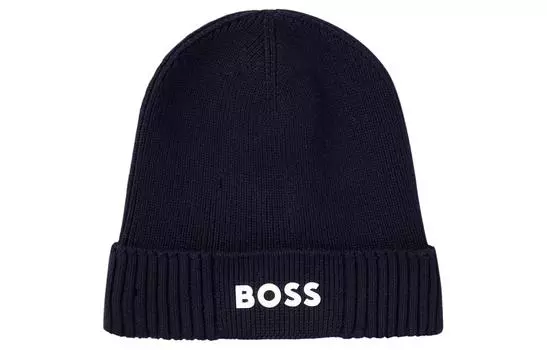 HUGO BOSS Мужская шапка из хлопка и шерсти, темно-синяя