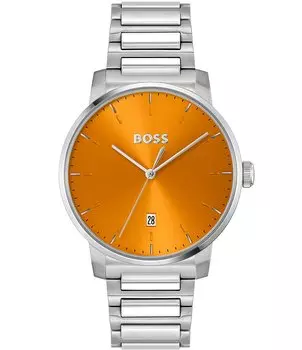Hugo Boss Мужские кварцевые аналоговые часы-браслет из нержавеющей стали, серебро