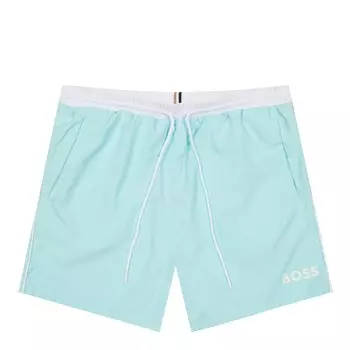 HUGO BOSS Мужские стандартные однотонные шорты для плавания средней длины, зеленый