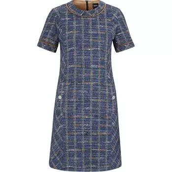 HUGO BOSS Платье с короткими рукавами, синие, женское