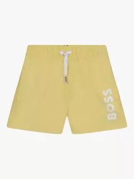 HUGO BOSS Пляжные шорты-бермуды с логотипом HUGO, желтые