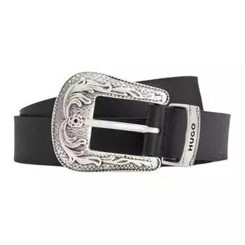 HUGO BOSS Ремень мужской из коровьей кожи, однотонный, с пряжкой, черного цвета, ширина 3 см