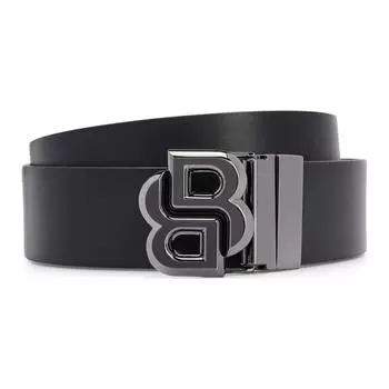 HUGO BOSS Ремень мужской из воловьей кожи с переплетенными буквами и пряжкой, черный, ширина 3,5 см