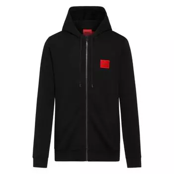 HUGO BOSS - Толстовка на молнии из махрового хлопка с нашивкой-логотипом, черный