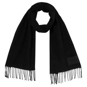 HUGO BOSS Женский шерстяный вязаный шарф черного цвета