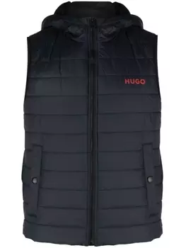 HUGO дутый жилет с логотипом, синий