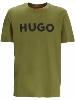 HUGO футболка из хлопка с логотипом, зеленый