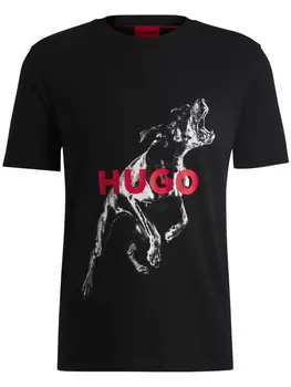 HUGO футболка с графичным принтом, черный