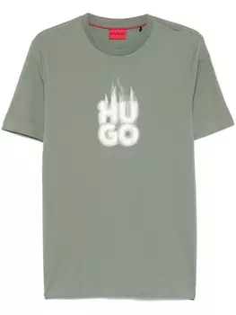 HUGO футболка с логотипом, зеленый