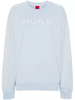 HUGO хлопковая толстовка с вышитым логотипом, синий