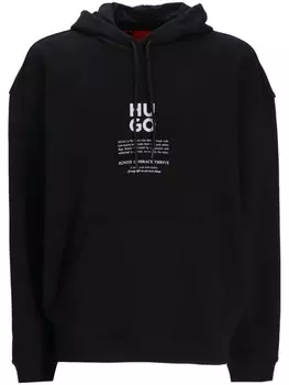 HUGO худи с принтом, черный