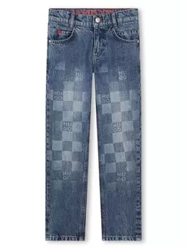 HUGO KIDS джинсы с монограммой, синий