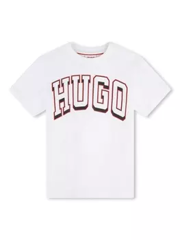 HUGO KIDS футболка с логотипом, белый